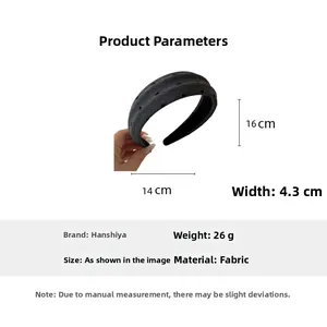 Detailed size chart for the dark grey polka dot headband showing 16cm height and 4.3cm width