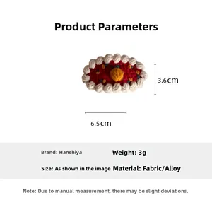 Detailed view of handmade crochet hair clip with dimensions of 6.5cm and floral design