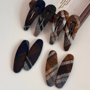 Barrettes à cheveux rétro en tissu écossais aux couleurs Maillard pour l'automne