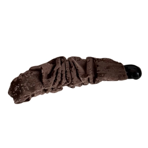 Barrette banane vintage en velours marron froncé pour cheveux épais style français