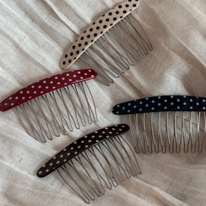 Polka dot acetate hair side combs set with metal teeth for women hairstyle accessory