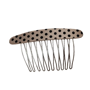 Retro polka dot oval hair comb with 11 metal teeth for elegant styling decoration
