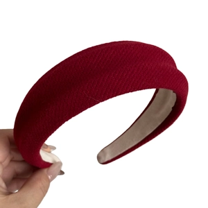 Vintage burgundy padded fabric headband with high top texture for women's hair styling