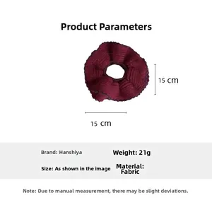 Dettaglio dell'elastico in maglia bordeaux da 15cm con specifiche di dimensioni e peso