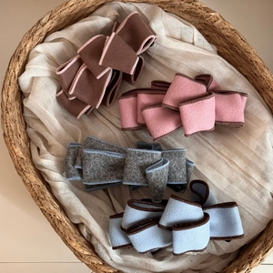 Korean Style Multi Layered Faux Suede Bow Hair Clip For Women Winter Autumn Banana Vertical Clip Elegant Hair Accessories