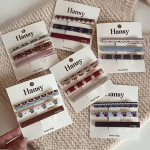 Set di 3 Fermagli per Capelli Coreani Dolci con Motivo a Orso e Cuore in Lega e Resina Lucky Lettera Duckbill per Donna e Ragazza