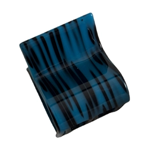 French style dark blue tortoise pattern acetate hair claw clip with zebra stripes