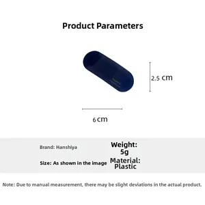 Detailed size chart for blue oval acetate hair clip showing 6cm length and 2.5cm width