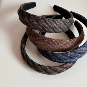Vintage checkered fabric wide headbands in four retro colors for women high top style