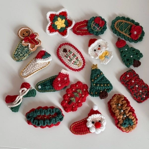 Lot de 15 pinces à cheveux de Noël en tricot avec Père Noël et bonhomme de neige
