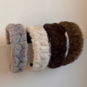 Winter plush wide-brimmed braided headbands in neutral colors for high cranial top effect