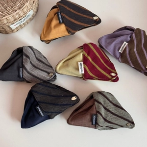 Handmade bicolor triangle hair claw clips with vintage metal buckle and fabric stitching