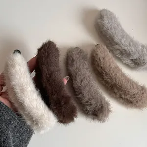 Fermaglio per Capelli Stile Coreano Peluche Clip a Banana Dolce Finta Pelliccia Porta Coda di Cavallo Inverno Donna Gioielli