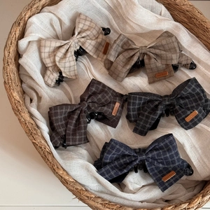 Five-piece set of elegant plaid fabric bow banana hair clips in various classic colors
