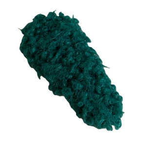 Elegant dark green faux lamb wool hair clip in a classic teardrop shape for women