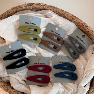 Plush Fabric Wrapped Teardrop BB Hair Clips Autumn Winter Solid Color Korean Style Minimalist Barrettes Women Hair Accessories