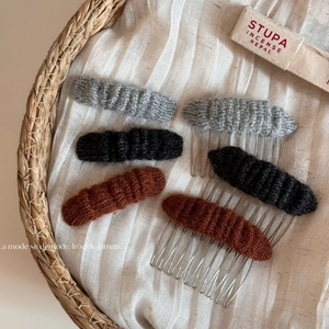 Korean Style Autumn Winter Knitted Ruched BB Clip Hair Comb Set Woolen Hairpin For Women Daily Headwear Hair Accessories