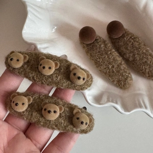 Lot de barrettes à cheveux ours en peluche marron doux pour coiffures automne-hiver