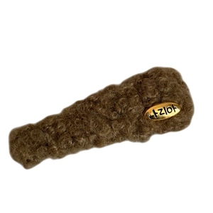 Pince à cheveux triangle en peluche marron avec étiquette dorée en polaire douce