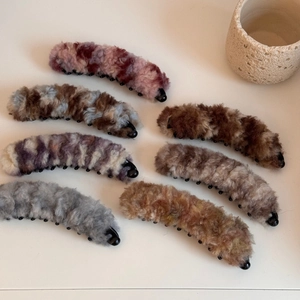 Set di 7 fermagli a banana in peluche dai colori misti per eleganti acconciature invernali