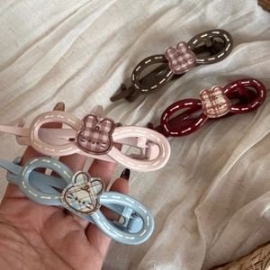 Pinces à cheveux nœud lapin mignonnes en quatre couleurs pastel pour coiffures élégantes