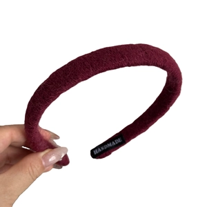 Handmade wine red knitted headband for women with premium thick textured fabric