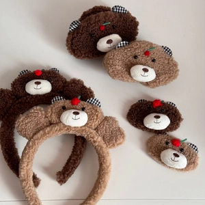 Pinces à cheveux mignonnes en peluche ours brun et camel pour femmes et filles