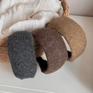 Lot de trois serre-têtes épais en peluche mohair gris et marron pour le style d'hiver