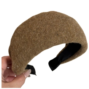 Serre-tête large en peluche marron doux mohair pour un look élégant d'automne hiver