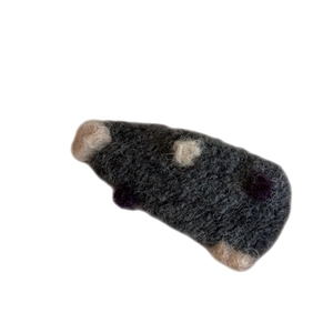Barrette à cheveux en feutre de laine faite main avec pois et texture douce gris