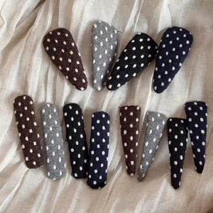 Polka Dot Fabric BB Hair Clips Cute Triangle Water Drop Rectangle Hair Pins Vintage Knitted Hair Accessories For Women