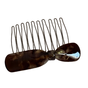 Peigne à cheveux en acétate écaille avec nœud et gravure France Handmade