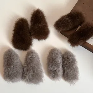 Sweet Plush Hair Clips For Women Faux Fur BB Clips Autumn Winter Geometric Triangle Oval Soft Fabric Handmade Hairpins Accessory