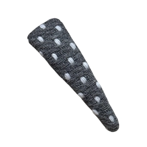 Polka dot knitted fabric triangle BB hair clip with white dots on dark grey yarn