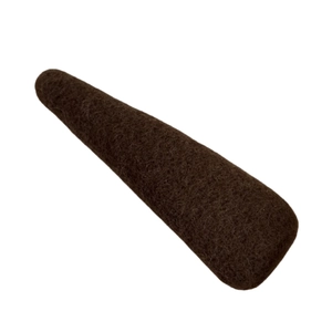 Minimalist dark brown felt teardrop hair clip for women with soft autumn winter texture