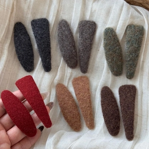 Handmade wool felt BB hair clips in various retro autumn colors for women and girls