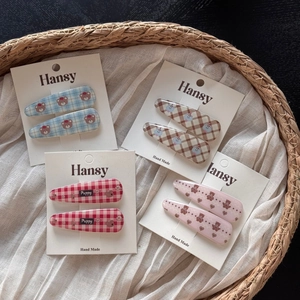 Set de Barrettes à Cheveux Vichy Ours Dessin Animé Style Coréen Fait à la Main Pinces à Pression pour Accessoires Cheveux Filles