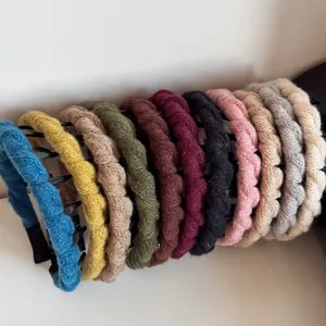 Women's Knitted Wrapped Wide Headband Autumn Winter Warm Yarn Hair Hoop Non-Slip With Teeth Advanced Sense Hair Accessories
