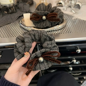 Damen Herbst Winter Gestrickte Band Schleife Haargummi Koreanischen Stil Gestreifte Plissee Haargummi High End Gefühl Haarschmuck