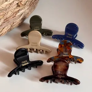 Élégantes Petites Pinces à Cheveux en Acétate Style Coréen Épingles à Cheveux Fait Main Lettrage Français Accessoires Rétro