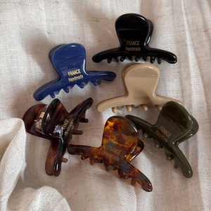 Lot de 6 petites pinces à cheveux en acétate colorées avec lettrage France Handmade doré