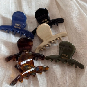 Lot de mini pinces à cheveux en acétate colorées avec lettrage doré France Handmade élégant