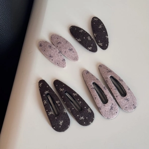 Haarspangen-Set mit rosa-braunem Wollbogenmuster, oval und tropfenförmig für Damen