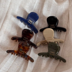 Lot de 5 mini pinces à cheveux en acétate coloris bleu marine, écaille et vert foncé