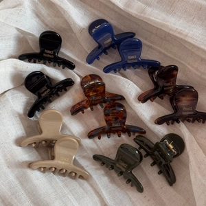 Lot de 10 petites pinces à cheveux en acétate colorées avec lettrage France Handmade doré