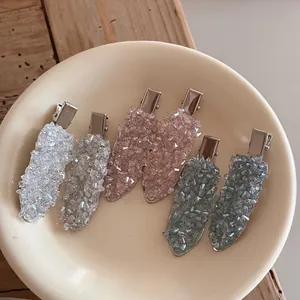 Korean Style Sweet Rhinestone Crystal Seamless Hair Clip Women Fashion Bangs Duckbill Clip Sparkle Hair Accessory