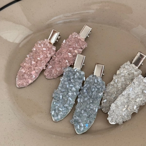 Sparkling crystal duckbill hair clips in pink blue and white set for women