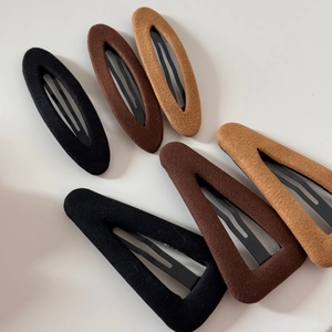 Barrettes BB ajourées en velours français, tons terre, formes ovales et triangulaires