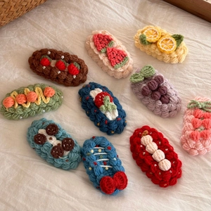 Détails de 10 barrettes à cheveux en crochet fait main aux motifs de fruits variés