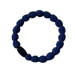Elastico per capelli blu scuro a coste con chiusura a cilindro nera ad alta elasticità